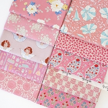 Tilda Trip Through Time Fat Quarter Bundle of 10 fabrics in Pink