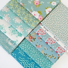 Tilda Trip Through Time Fat Quarter Bundle of 10 fabrics in Teal