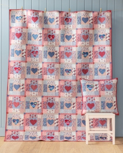 Tilda Village Life Heart of the Village Quilt - Blue/Burgundy