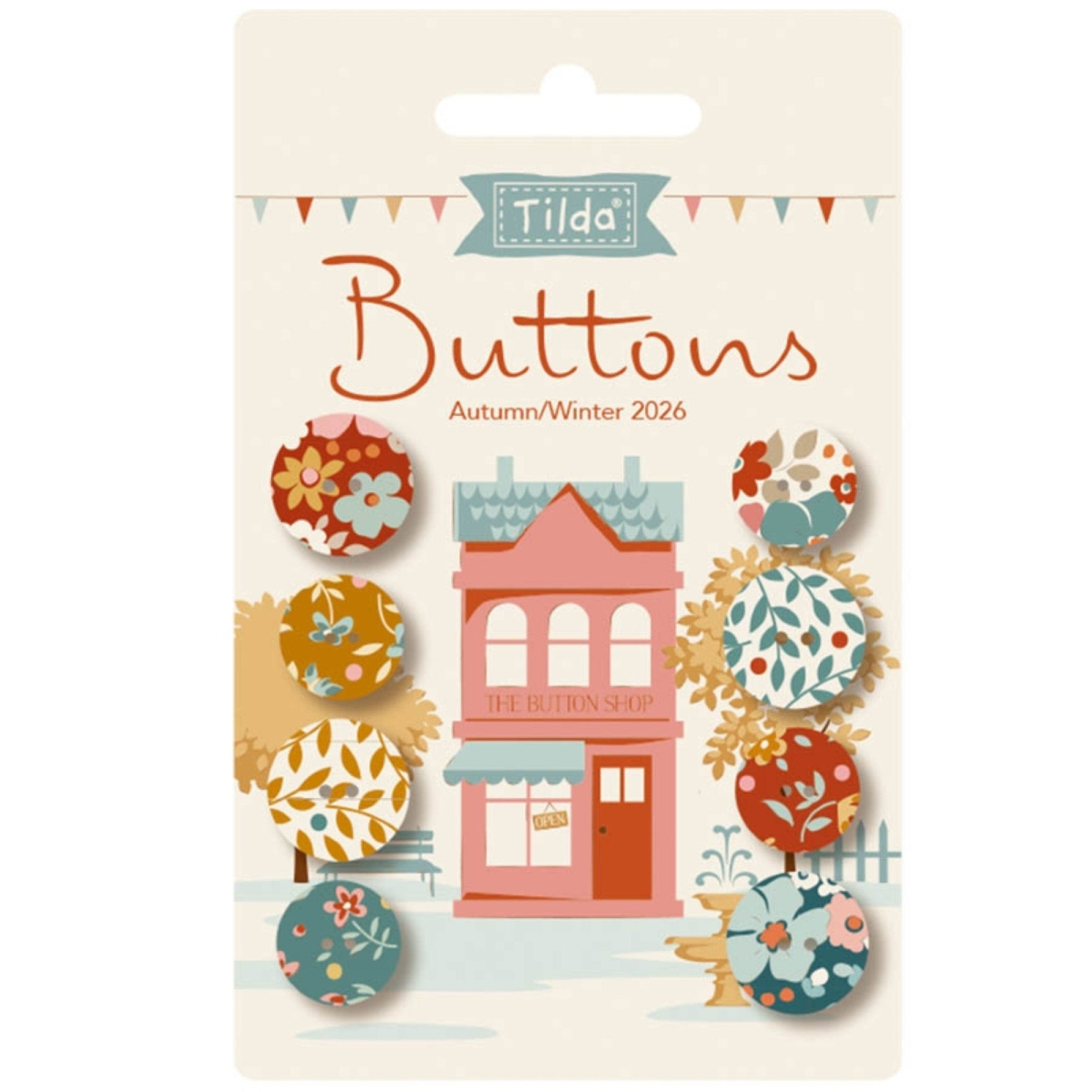 Tilda Village Life Buttons Autumn 14mm and 16mm - 8 Pieces