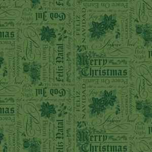 Riley Blake Designs Poinsettias at Christmas Text Green