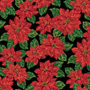 Riley Blake Designs Poinsettias at Christmas Main Black