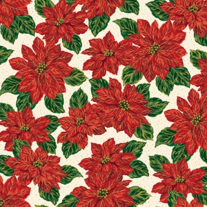 Riley Blake Designs Poinsettias at Christmas Main Cream