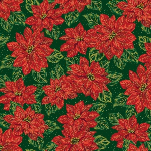 Riley Blake Designs Poinsettias at Christmas Main Green