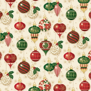 Riley Blake Designs Poinsettias at Christmas Ornaments Cream
