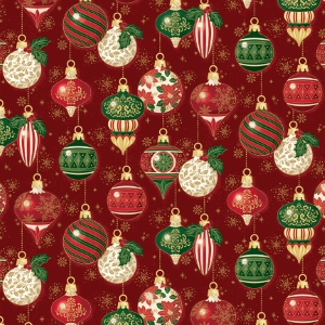 Riley Blake Designs Poinsettias at Christmas Ornaments Red