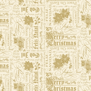 Riley Blake Designs Poinsettias at Christmas Text Cream