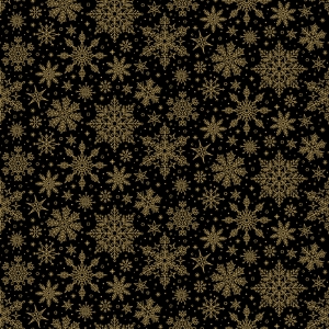 Riley Blake Designs Poinsettias at Christmas Snowflakes Black