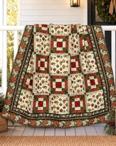 Riley Blake Designs Poinsettias at Christmas Holiday Patchwork Quilt Kit