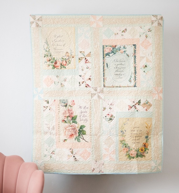 Riley Blake Designs Rose & Violets Bouquet des Fleurs Rose Garden Panel Quilt Kit