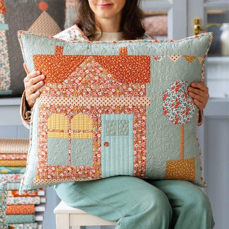 Tilda Village Life Pillow - Duck Egg