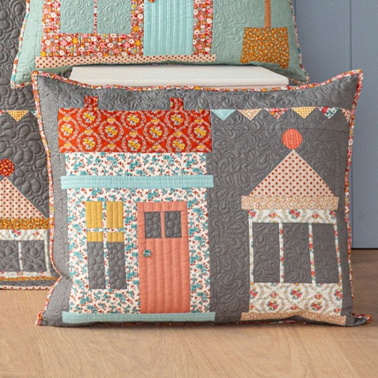Tilda Village Life Pillow - Charcoal