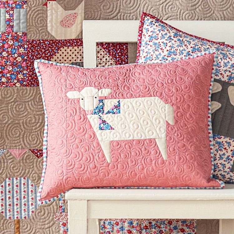 Tilda Village Life Sheep Pillow - Redwood