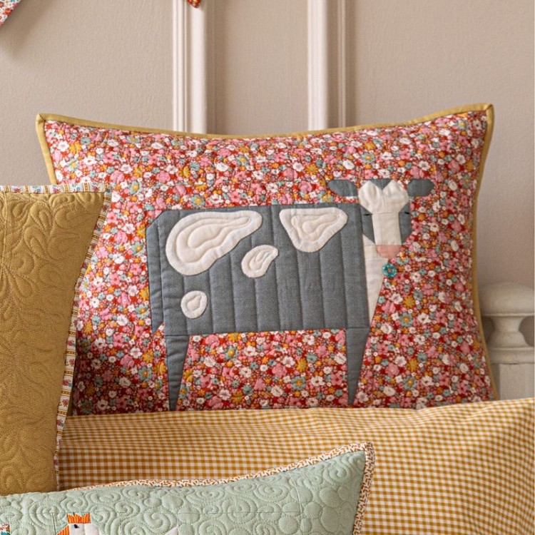 Tilda Village Life Cow Pillow - Rust