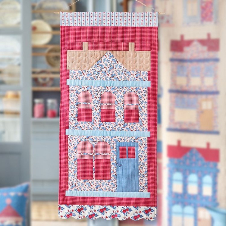 Tilda Village Life Wall Hanging - Burgundy