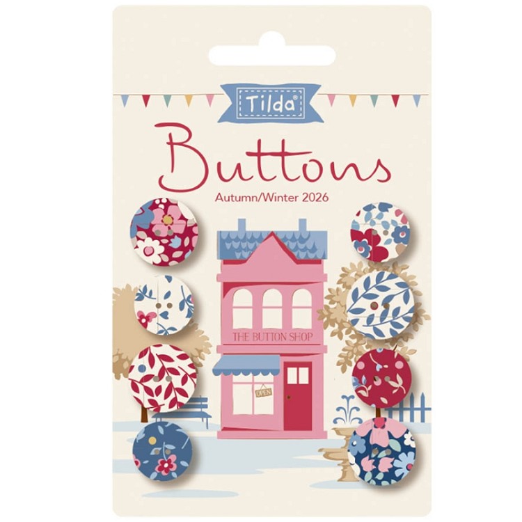 Tilda Village Life Buttons Winter 14mm and 16mm - 8 Pieces