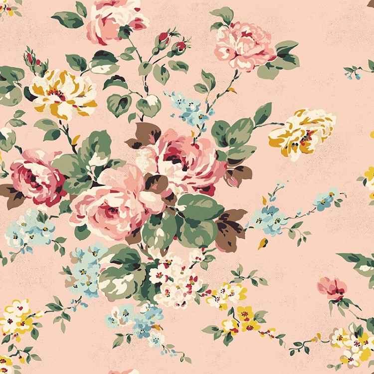 Riley Blake Designs Rose & Violets Bouquet Des Fleurs Main Blush