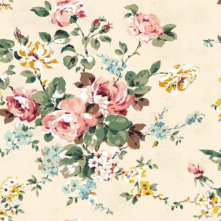 Riley Blake Designs Rose & Violets Bouquet Des Fleurs Main Cream