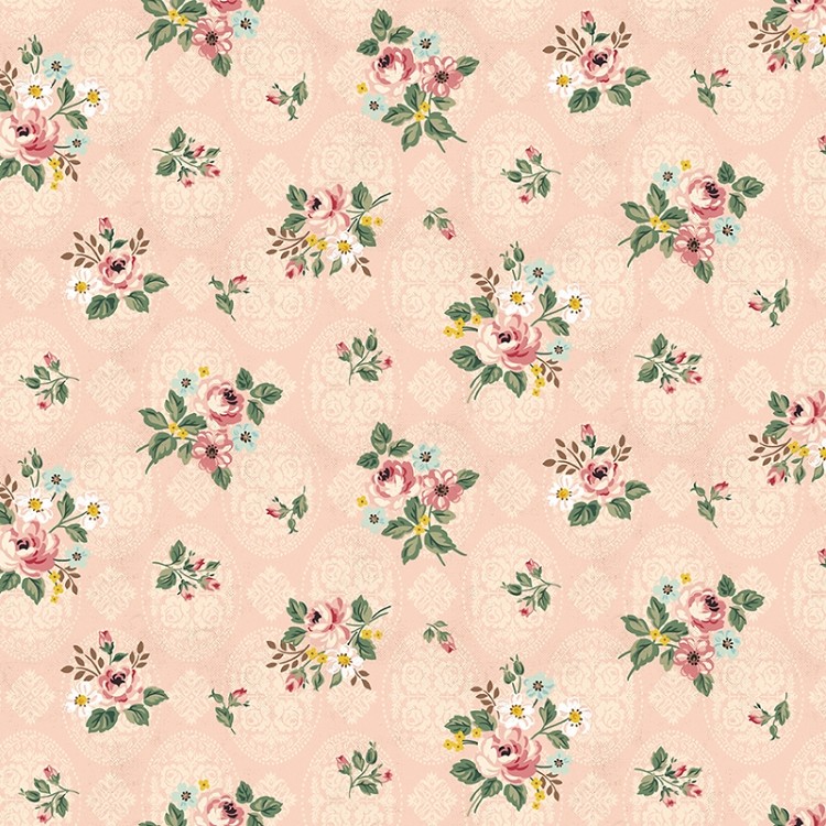 Riley Blake Designs Rose & Violets Bouquet Des Fleurs Posy Blush *** REMNANT PIECE - 42CM X 112CM *** 