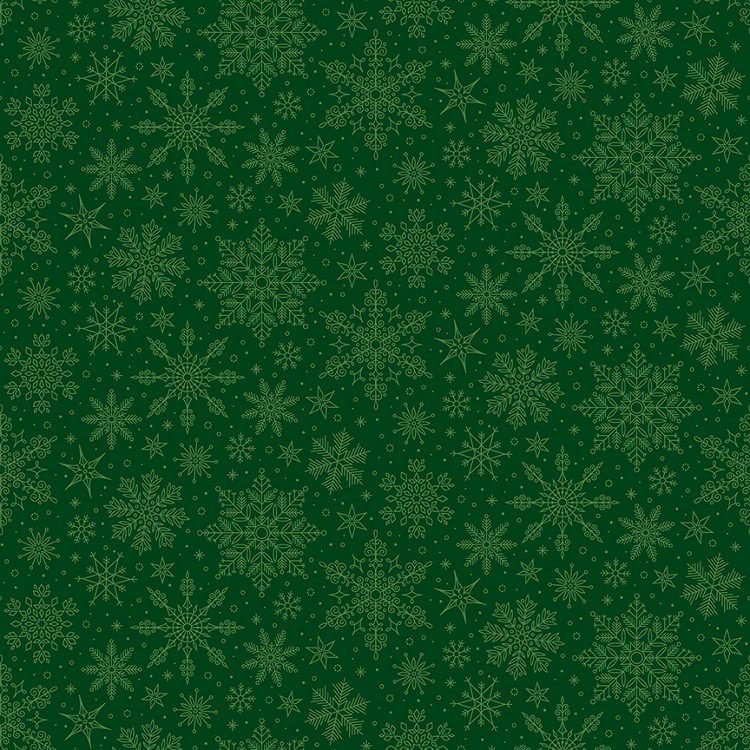 Riley Blake Designs Poinsettias at Christmas Snowflakes Green