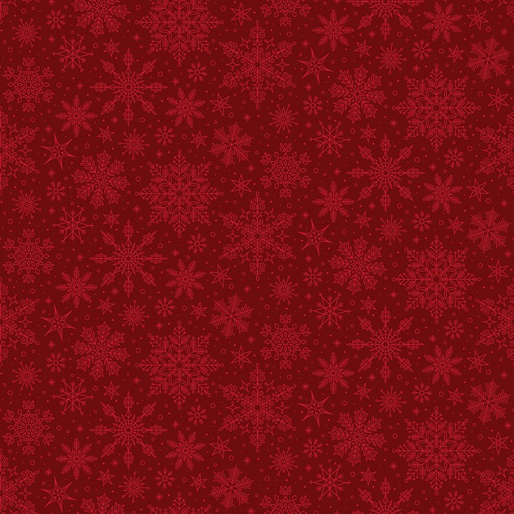 Riley Blake Designs Poinsettias at Christmas Snowflakes Red