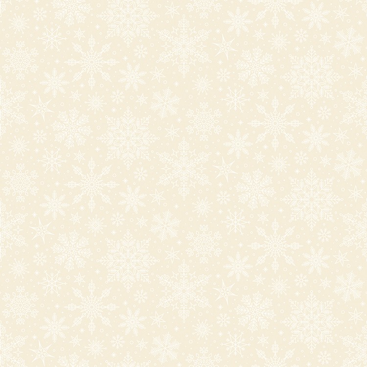 Riley Blake Designs Poinsettias at Christmas Snowflakes White on Cream