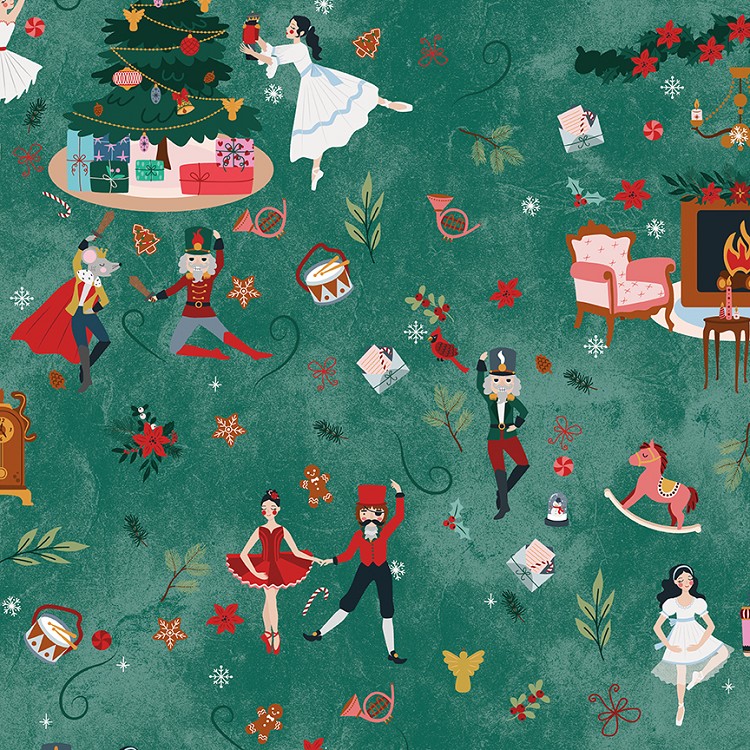 Riley Blake Designs Nutcracker Tradition Main Pine
