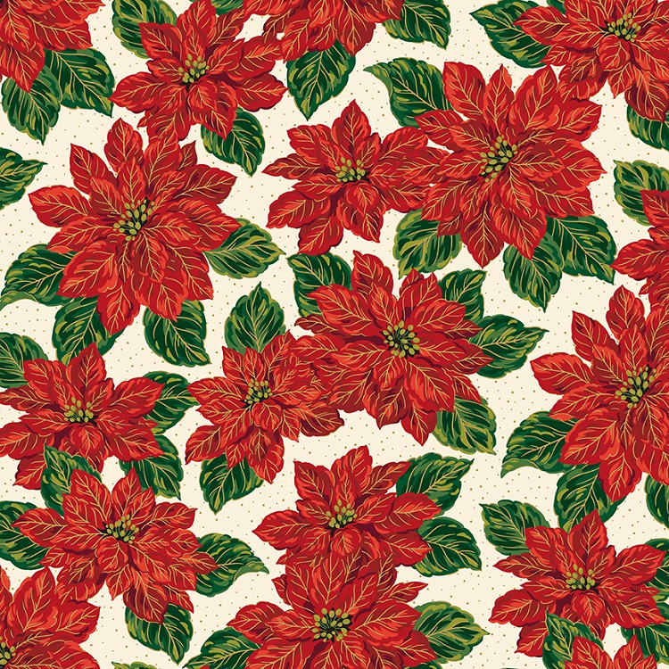 Riley Blake Designs Poinsettias at Christmas Main Cream