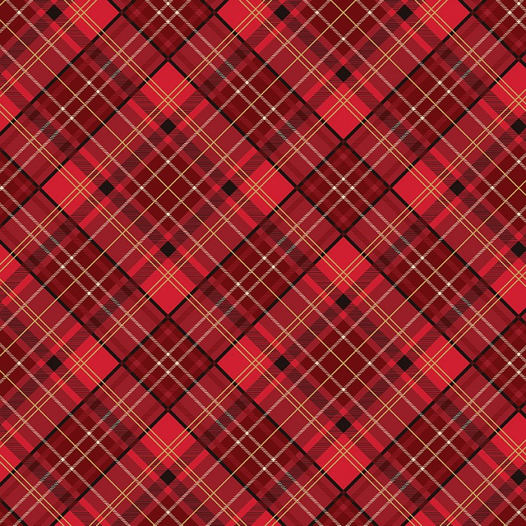 Riley Blake Designs Poinsettias at Christmas Plaid Red