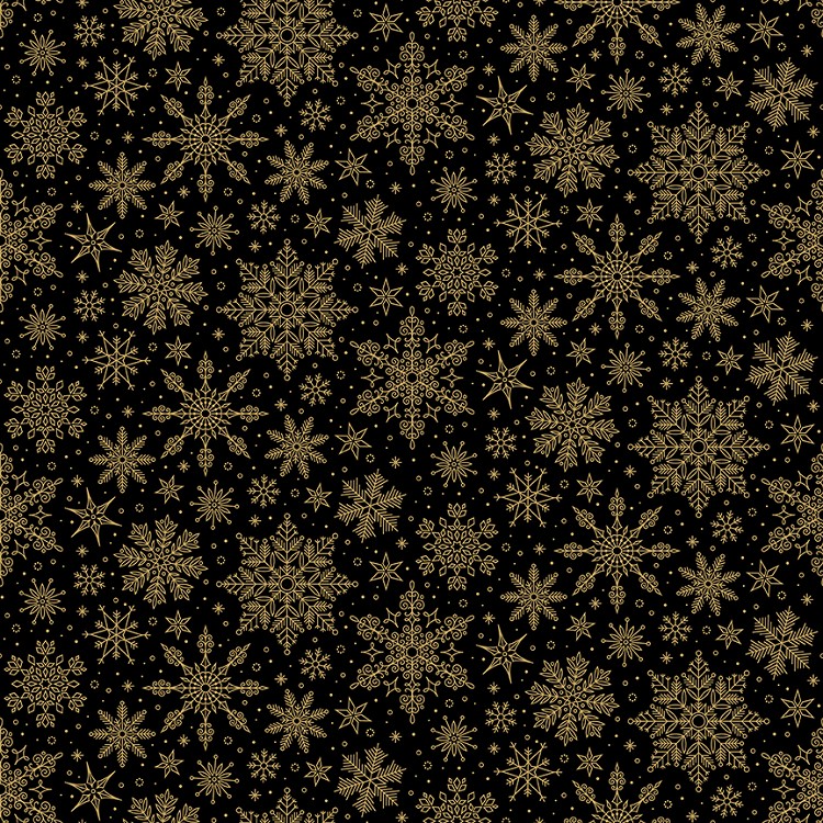 Riley Blake Designs Poinsettias at Christmas Snowflakes Black
