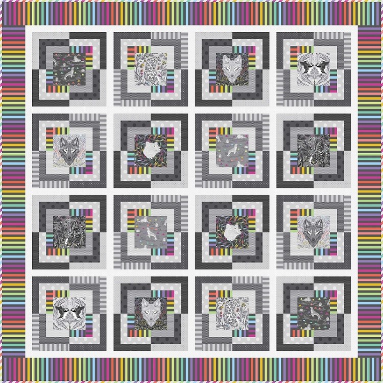 Freespirit Fabrics Tula Pink Graywork Cool Vibrations Quilt Kit