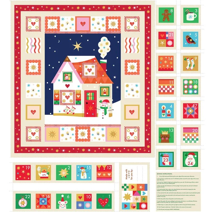 Thread & Ink Home For Christmas Advent Panel
