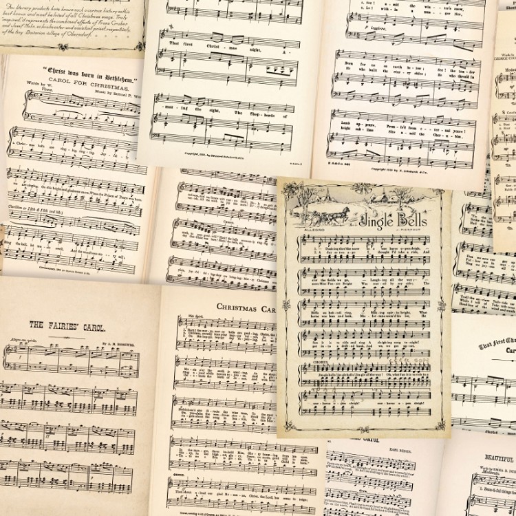 Devonstone Collections Santa's Symphony Vintage Christmas Music Notes 