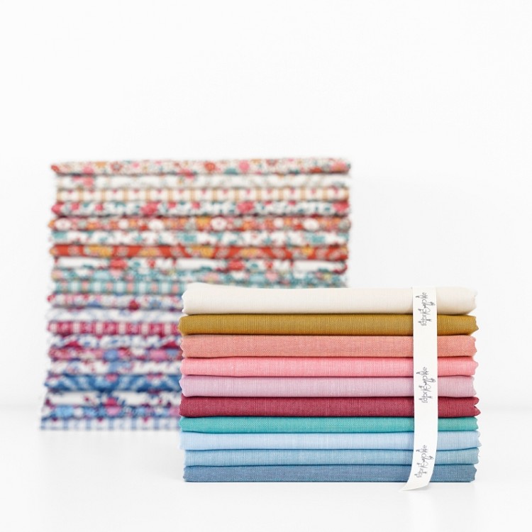Tilda Chambray Co-ordinating with Village Life Fat Quarter Bundle of 10 fabrics