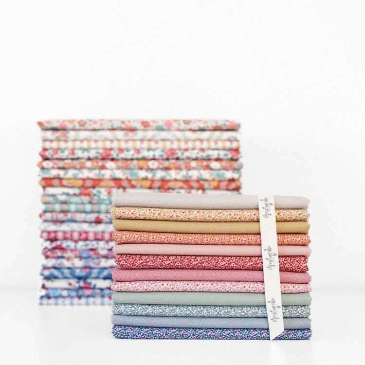 Tilda Poppyseed & Brie Co-ordinating with Village Life Fat Quarter Bundle of 12 fabrics