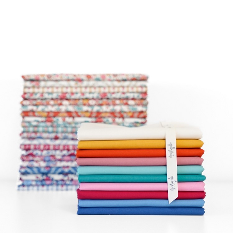 Tilda Solids Co-ordinating with Village Life Fat Quarter Bundle of 10 fabrics