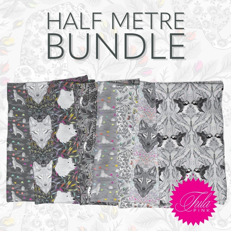 Freespirit Fabrics Tula Pink Graywork Half Metre Bundle of 8 Pieces