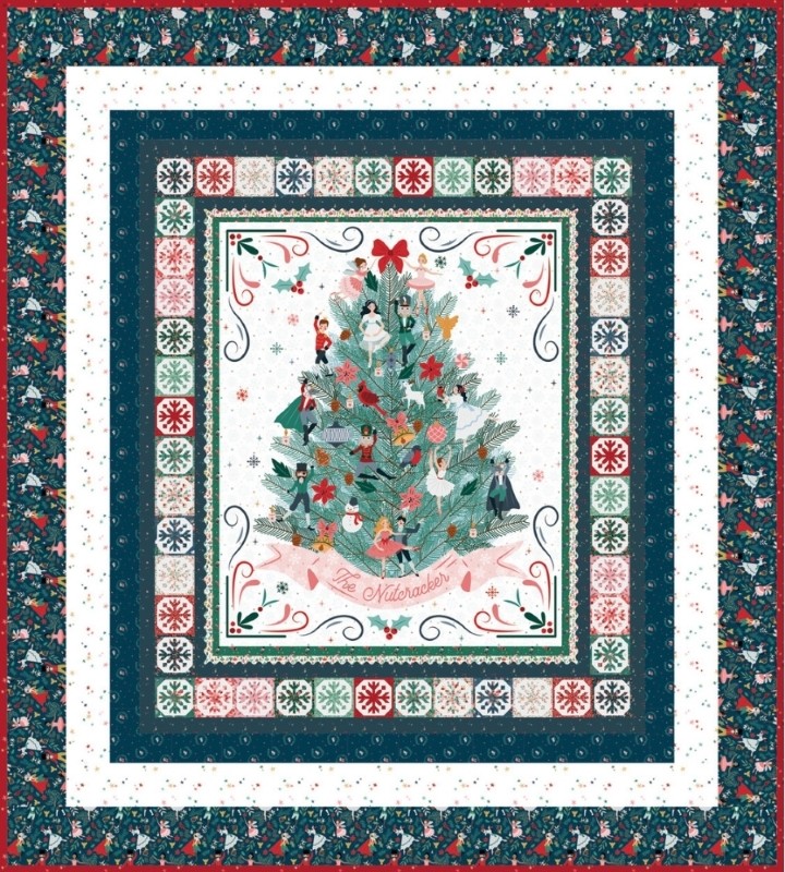 Riley Blake Designs Nutcracker Tradition Decorate The Tree Panel Quilt Kit - Blue