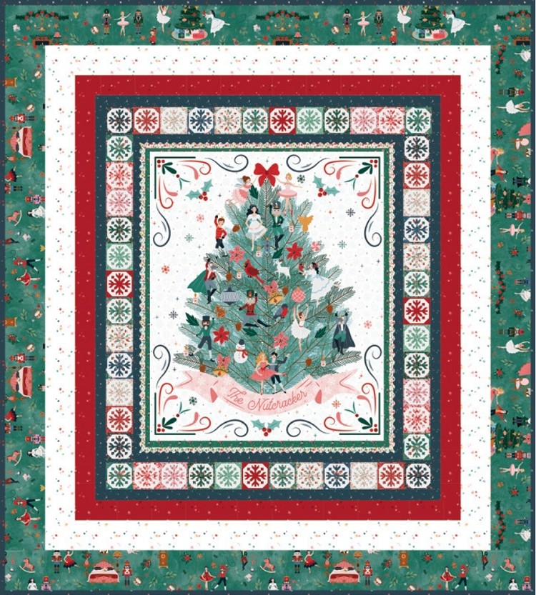 Riley Blake Designs Nutcracker Tradition Decorate The Tree Panel Quilt Kit - Red/Green