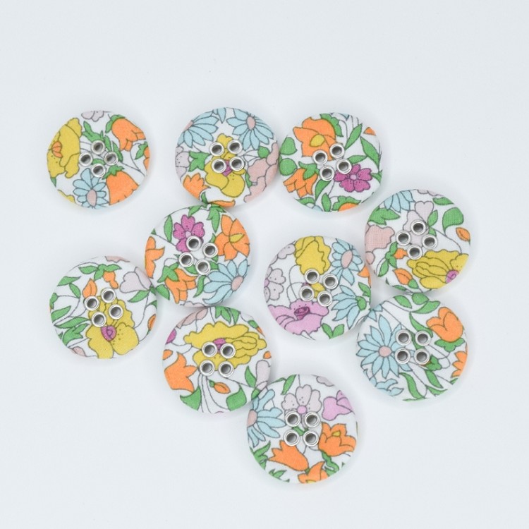 Liberty Tana Lawn 22mm Buttons Poppy Forest A Pack of 10 Buttons