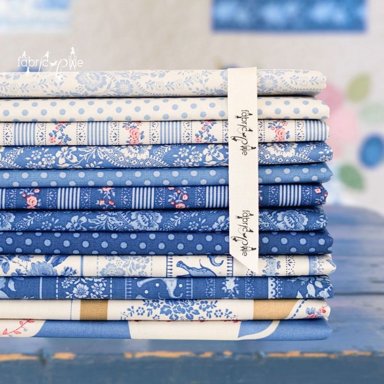 Tilda Something Blue Tilda Something Blue Blenders, borders, labels and ornaments One Metre Bundle 12 fabrics