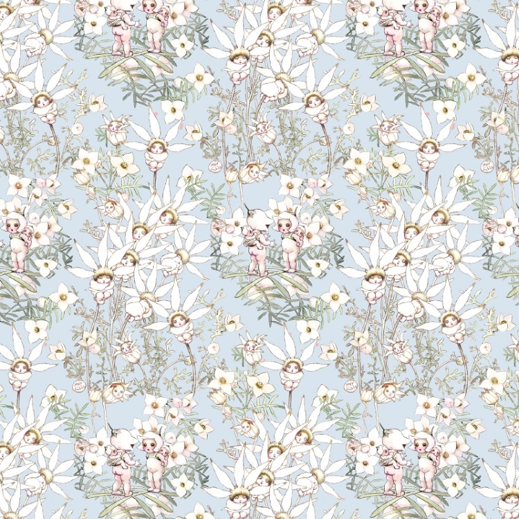 Devonstone Collection May Gibbs Pastel Flowers Lt Blue