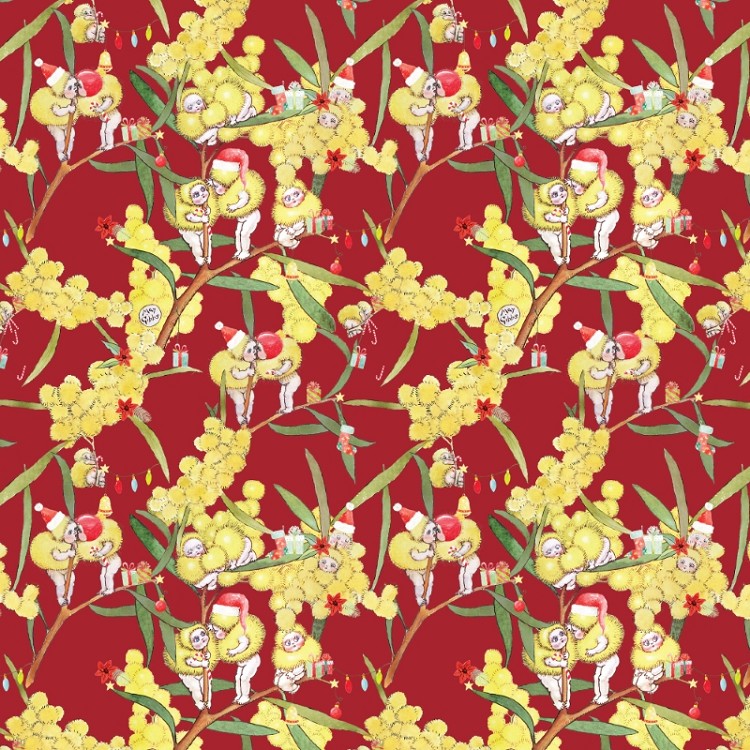 Devonstone Collection May Gibbs Christmas Blossom Babies Red