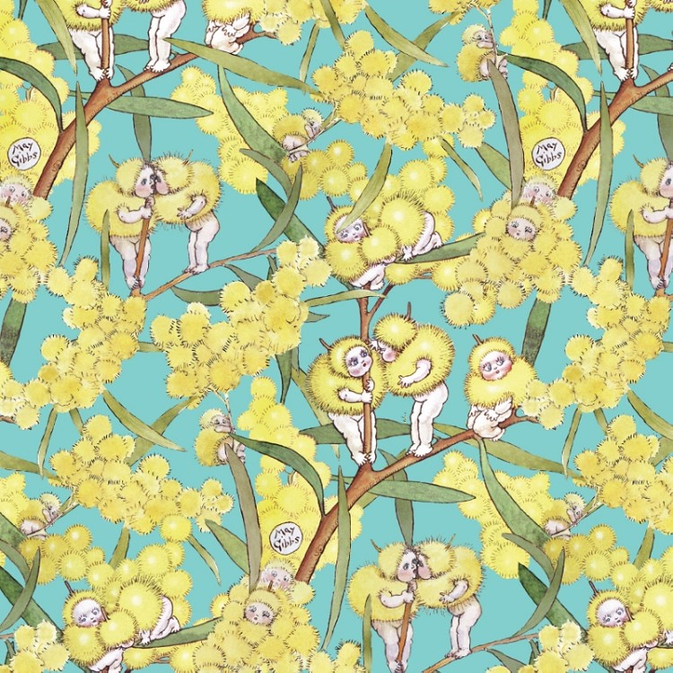 Devonstone Collection May Gibbs 108" WIDEBACK Blossom Babies Teal