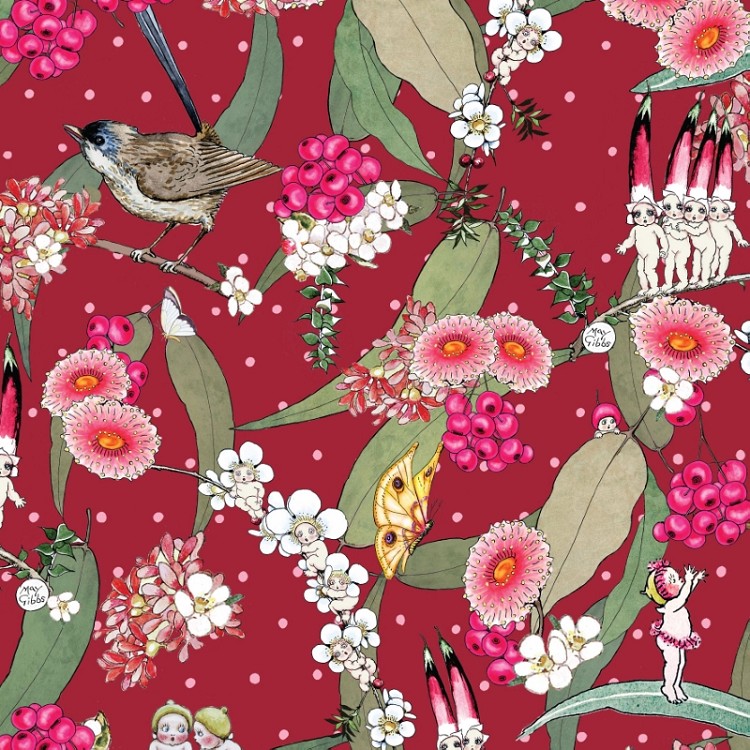 Devonstone Collection May Gibbs 108" WIDEBACK Christmas Native Berries Red