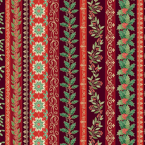 Makower UK Adorn Garland Stripe Burgandy