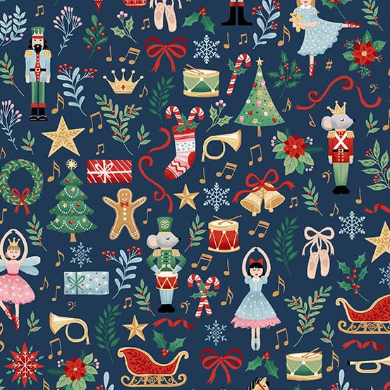 Makower UK The Nutcracker Fairytale Blue
