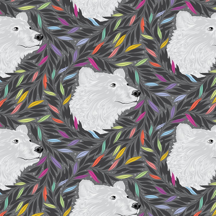 Freespirit Fabrics Tula Pink Graywork Just Bearly Carbon