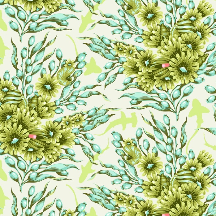 Freespirit Fabrics Tula Pink Floral Reef - Shadow Sharks Seagrass