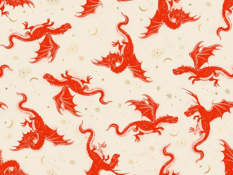 Ruby Star Society Fireglow Etched Dragons Dark Ruby
